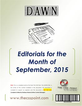 Editorials for the Month of September, 2015