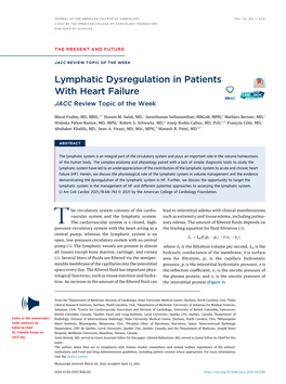 Lymphatic Dysregulation in Patients with Heart Failure JACC Review Topic of the Week