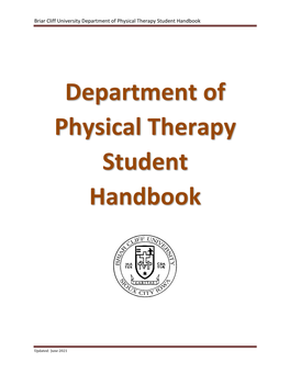 Briar Cliff University Department of Physical Therapy Student Handbook