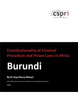 Constitutionality of Criminal Procedure and Prison Laws in Africa Burundi