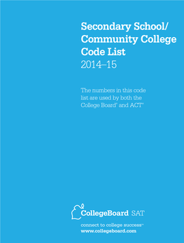 Secondary School/ Community College Code List 2014–15