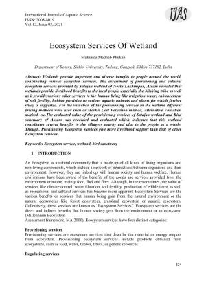 Ecosystem Services of Wetland
