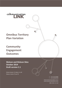 Omnibus Territory Plan Variation Community Engagement Outcomes