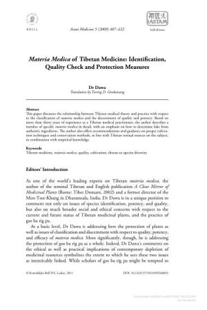 Materia Medica of Tibetan Medicine: Identification, Quality Check And
