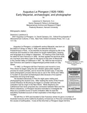 2001 Augustus Le Plongeon- Early Mayanist, Archeologist, Photographer