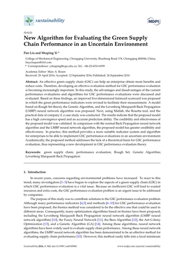 New Algorithm for Evaluating the Green Supply Chain Performance in an Uncertain Environment