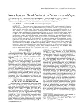 Neural Input and Neural Control of the Subcommissural Organ