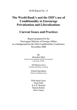 The World Bank and the IMF's Use of Conditionality to Encourage