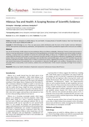 Hibiscus Tea and Health: a Scoping Review of Scientific Evidence