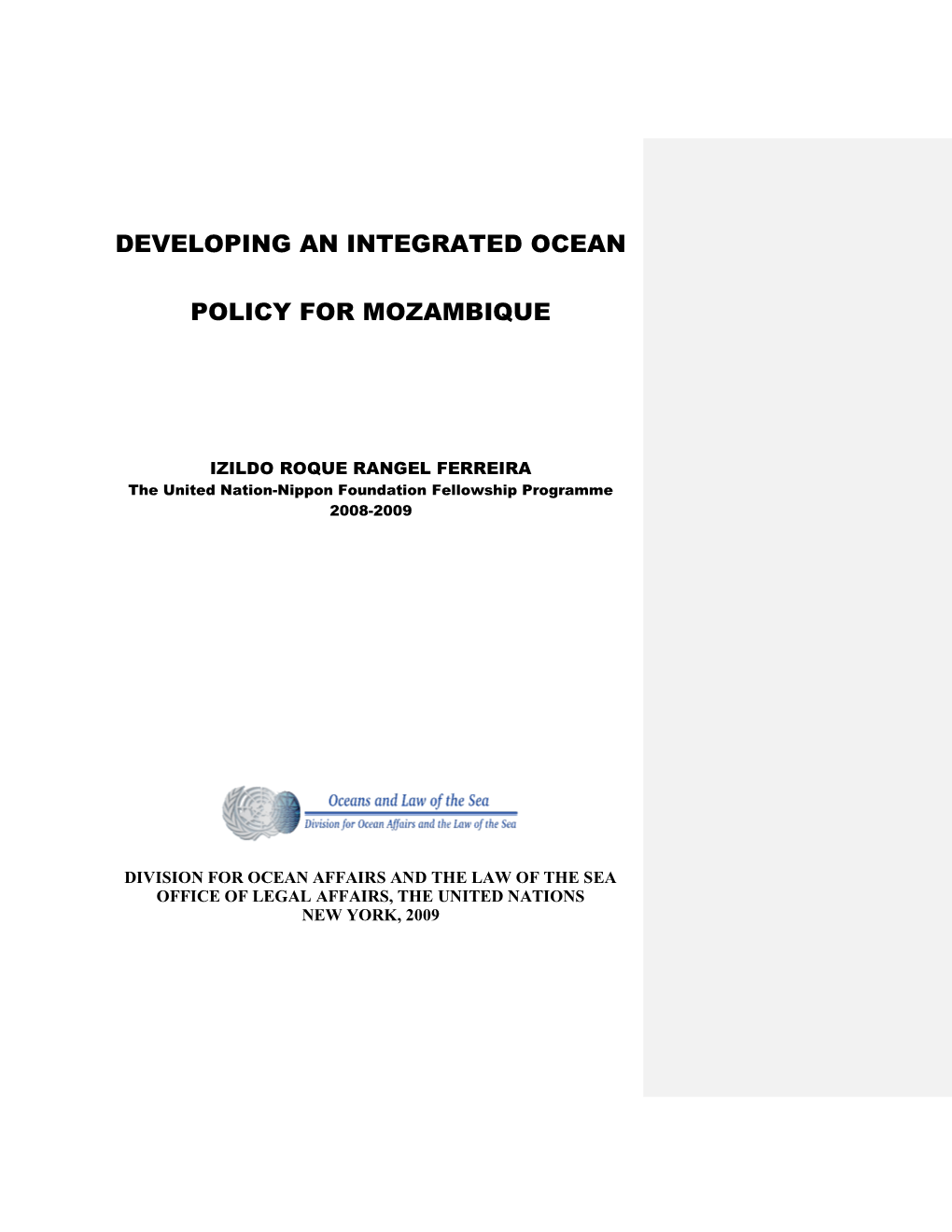 Developing an Integrated Ocean Policy for Mozambique