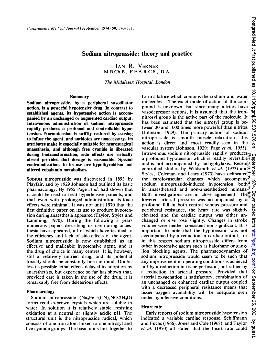 Sodium Nitroprusside: Theory and Practice IAN R