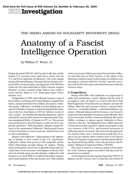 THE IBERO-AMERICAN SOLIDARITY MOVEMENT (MSIA) Anatomy of a Fascist Intelligence Operation