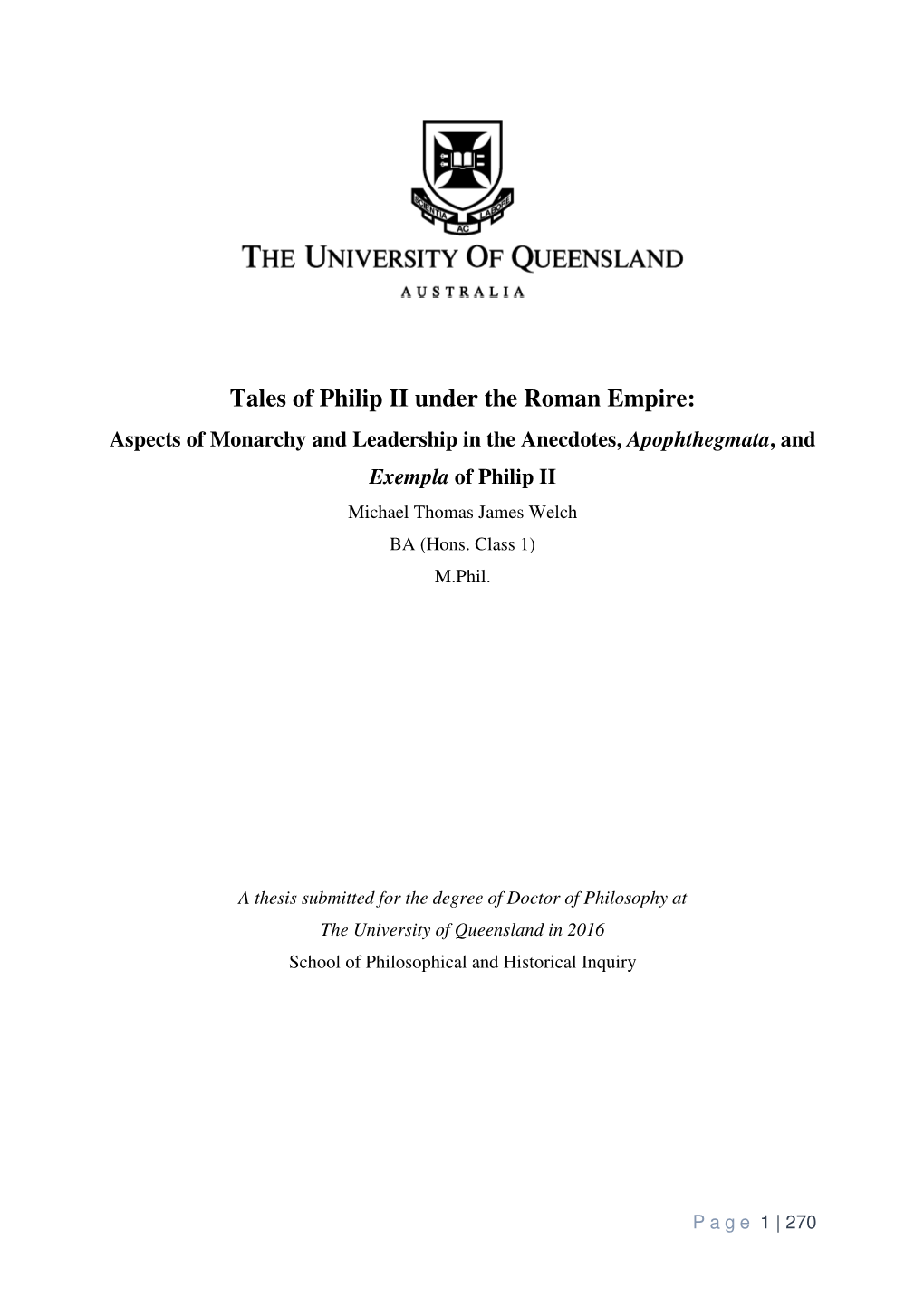 Tales of Philip II Under the Roman Empire