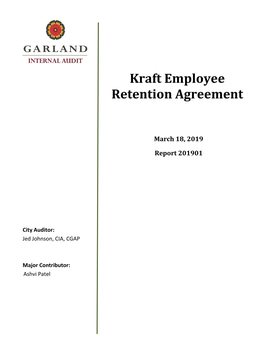 Kraft Employee Retention Agreement Audit