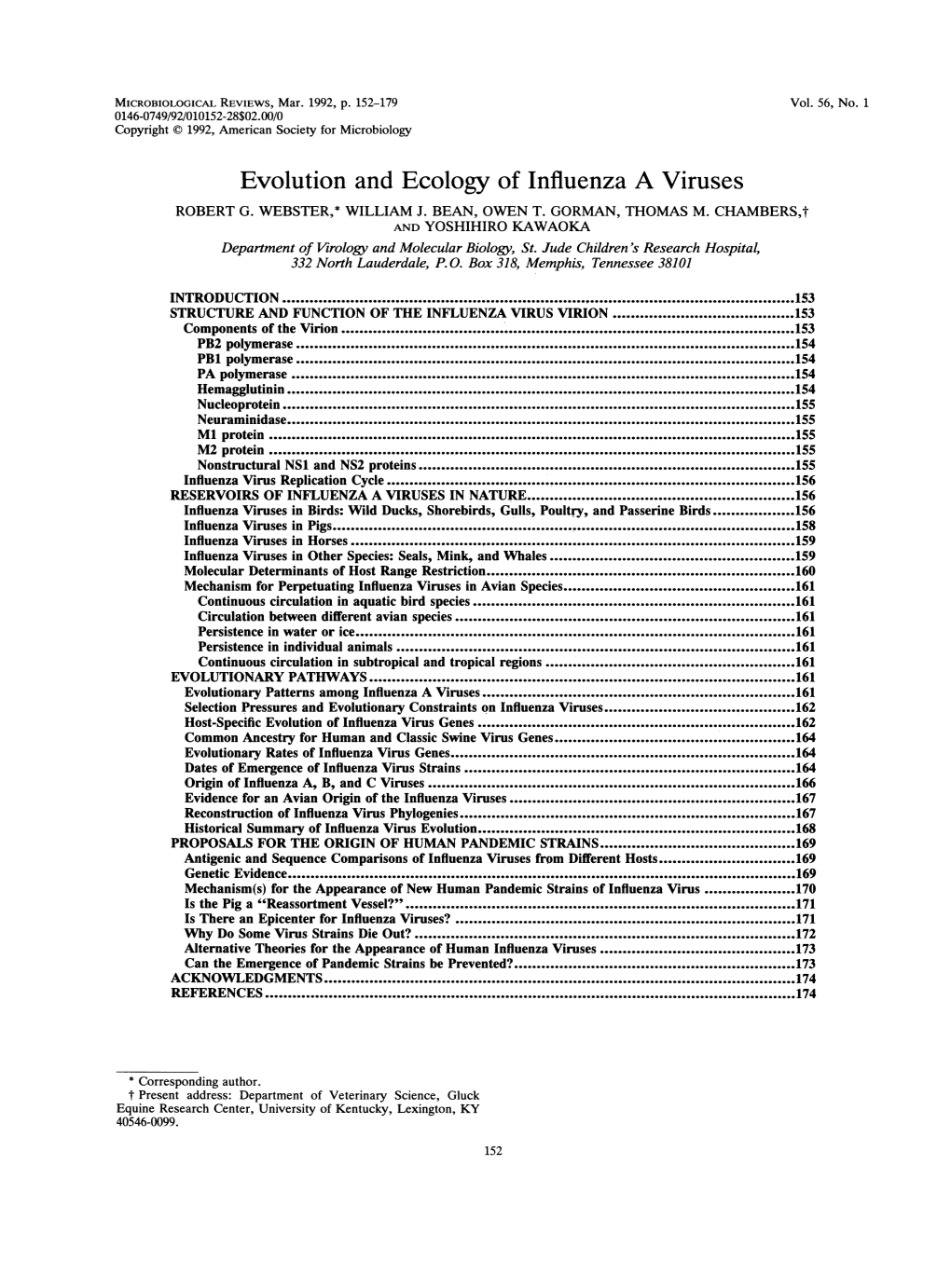 Evolution and Ecology of Influenza a Viruses ROBERT G