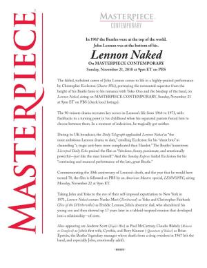 Lennon Naked, Airing on MASTERPIECE CONTEMPORARY, Sunday, November 21 at 9Pm ET on PBS (Check Local Listings)