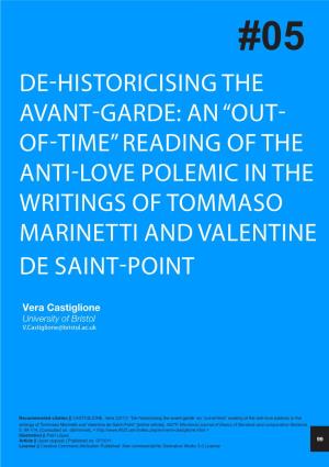 De-Historicising the Avant-Garde: an “Out- Of-Time” Reading of the Anti-Love Polemic in the Writings of Tommaso Marinetti and Valentine De Saint-Point