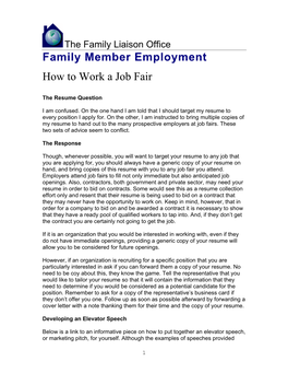 Family Member Employment How to Work a Job Fair