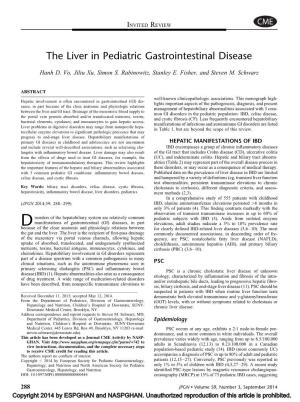 The Liver in Pediatric Gastrointestinal Disease