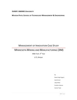 MINNESOTA MINING and MANUFACTURING (3M) MBA Tech