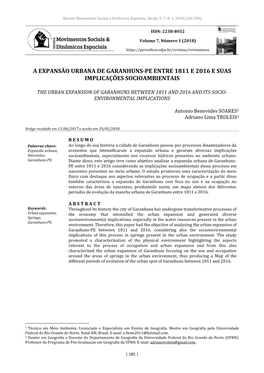 A Expansão Urbana De Garanhuns-Pe Entre 1811 E 2016 E Suas Implicações Socioambientais