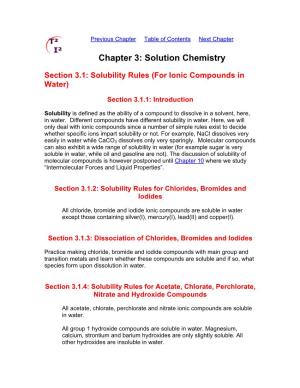 Chapter 3: Solution Chemistry