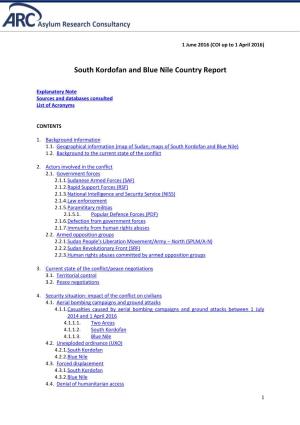 South Kordofan and Blue Nile Country Report