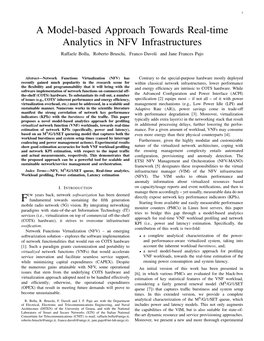 A Model-Based Approach Towards Real-Time Analytics in NFV Infrastructures Raffaele Bolla, Roberto Bruschi, Franco Davoli and Jane Frances Pajo