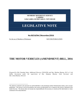 The Motor Vehicles Amendment Bill, 2016