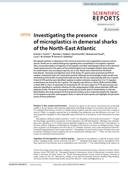 Investigating the Presence of Microplastics in Demersal Sharks of the North-East Atlantic