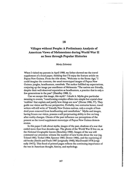 A Preliminary Analysis of American Views of Melanesians During World War II As Seen Through Popular Histories