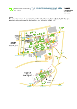 Venue the Conference Will Take Place at TU Dortmund University in Germany, Campus South, Rudolf-Chaudoire- Pavilion, Building 41 on the Map