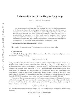 A Generalization of the Hughes Subgroup