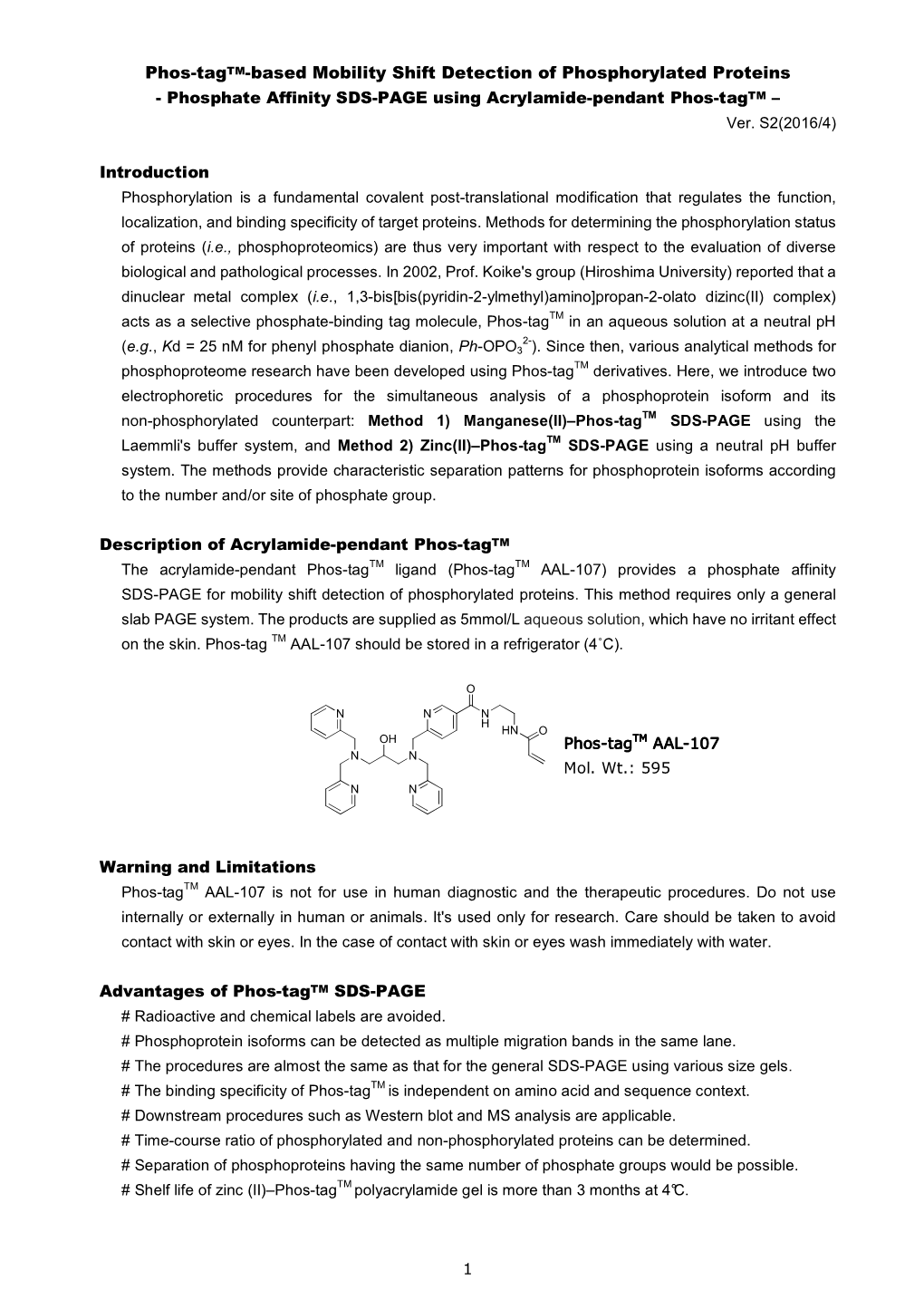 Phos-Tagtm-Based Mobility Shift Detection of Phosphorylated Proteins