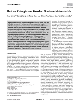 Photonic Entanglement Based on Nonlinear Metamaterials