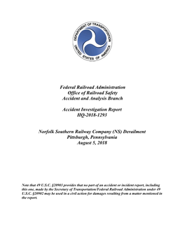 Federal Railroad Administration Office of Railroad Safety Accident and Analysis Branch