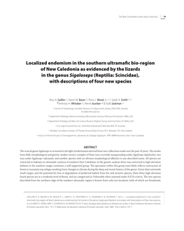 Localized Endemism in the Southern Ultramafic Bio-Region of New