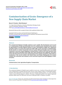Containerization of Grain: Emergence of a New Supply Chain Market