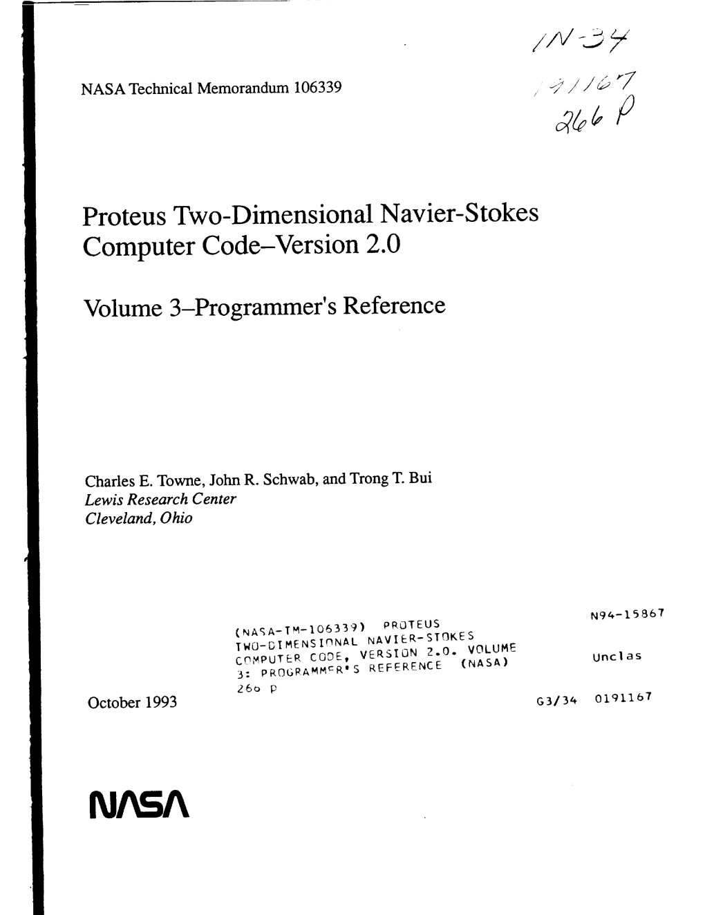 Proteus Two-Dimensional Navier-Stokes Computer Code-Version 2.0