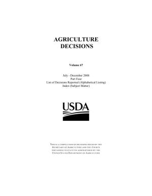 Agriculture Decisions