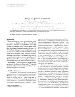 DESIGN and SYNTHESIS of CALIXARENE 745 Vol