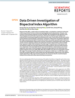 Data Driven Investigation of Bispectral Index Algorithm