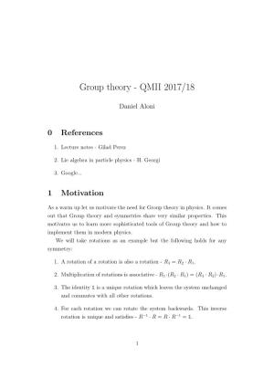 Group Theory - QMII 2017/18