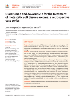 Olaratumab and Doxorubicin for the Treatment of Metastatic Soft Tissue Sarcoma: a Retrospective Case Series