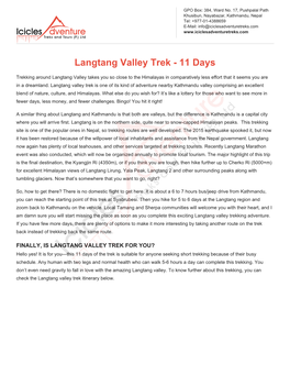 Langtang Valley Trek - 11 Days