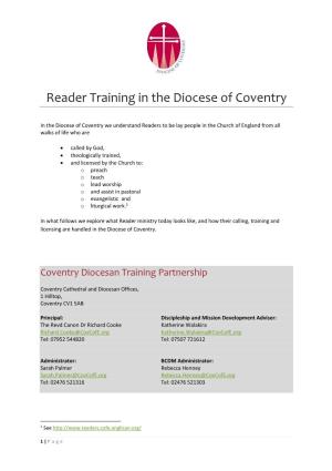 Reader Training in the Diocese of Coventry