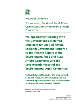 Government Response to the Twelfth Report of the Environment, Food and Rural Affairs Committee and the Seventeenth Report of the Environmental Audit Committee