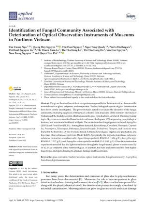 Identification of Fungal Community Associated with Deterioration of Optical Observation Instruments of Museums in Northern Vietn