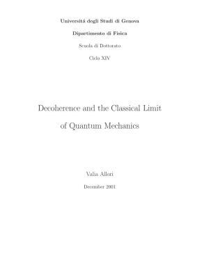 Decoherence and the Classical Limit of Quantum Mechanics