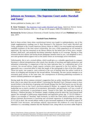 Johnson on Newmyer, 'The Supreme Court Under Marshall and Taney'